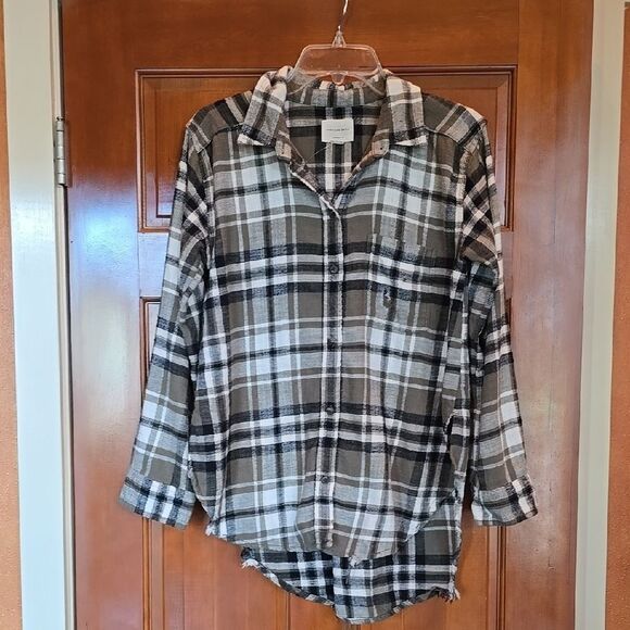 Plaid Distressed Button-Up Shirt. Size S AE - Picture 1 of 8